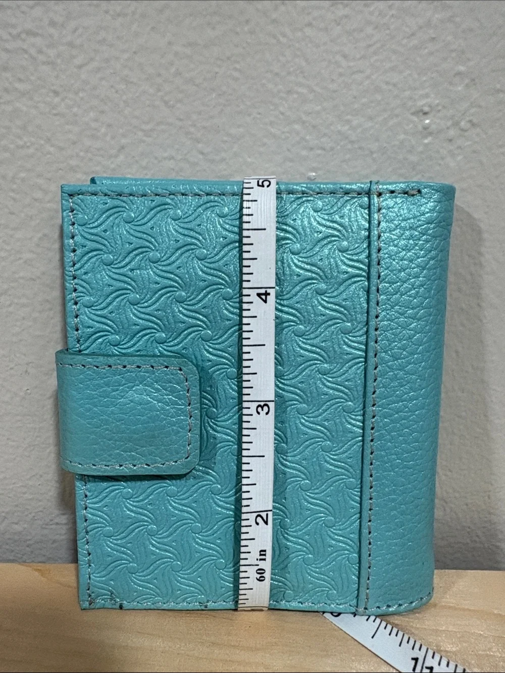 Turquoise Embossed Leather Wallet - Unbranded